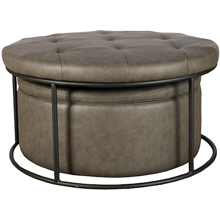 Faux Leather Nesting Ottoman