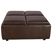 Leather Ottoman with Reversible Tray Tops