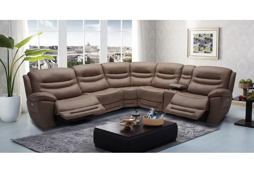 KM083 6 pc Reclining Sectional Sofa by Kuka Home at Beck's Furniture