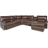 Six Piece Power Reclining Sectional Sofa with Right Arm Chaise and Cupholders