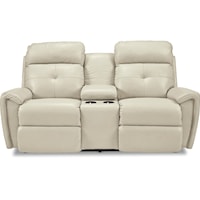 Contemporary Power Reclining Loveseat with Cupholder Storage Console and USB Charging Ports