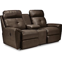 Contemporary Reclining Loveseat with Cupholder Storage Console