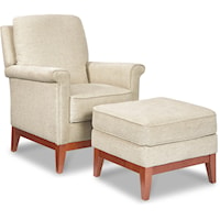 Modern Chair and Ottoman with Solid Wood Base