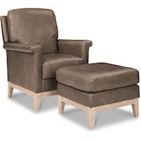 Modern Chair and Ottoman with Solid Wood Base