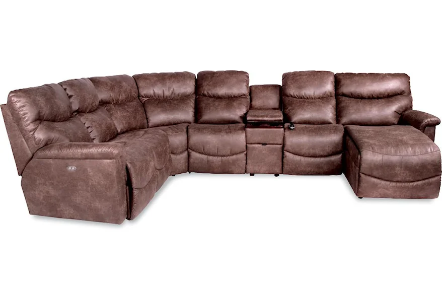 James 6 Pc Pwr Recl Sectional w LAS Chaise & Head  by La-Z-Boy at Conlin's Furniture