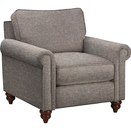 Traditional Rolled Arm Chair with Premier Comfort Core Cushions