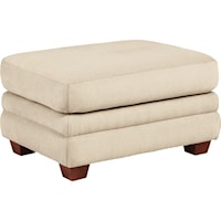 Transitional Ottoman with Tapered Wood Legs