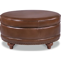 Coronet Round Storage Ottoman with ComfortCore Cushion and Hidden Casters