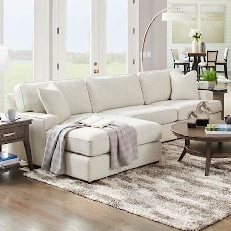 3-Seat Chaise Sectional with Wide Chaise and Comfort Core Cushions