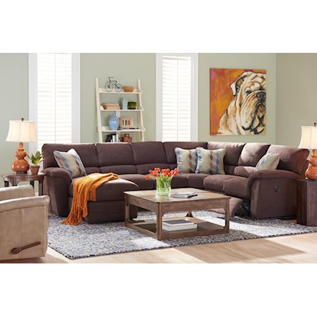 6 Pc Reclining Sectional Sofa w/ RAS Chaise