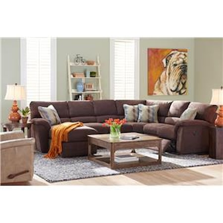 6 Pc Reclining Sectional Sofa w/ RAS Chaise