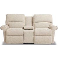 Casual Power Reclining Loveseat with Cupholder Storage Console, Headrests, USB Ports