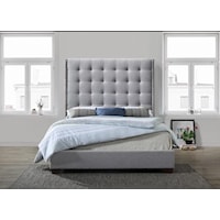 Button Tufted King Bed with Nailhead Trim