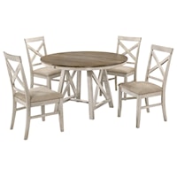 Round Two Tone Dining Table with 4 Side Chairs