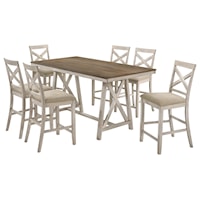 Counter Height Dining Table with Six Chairs