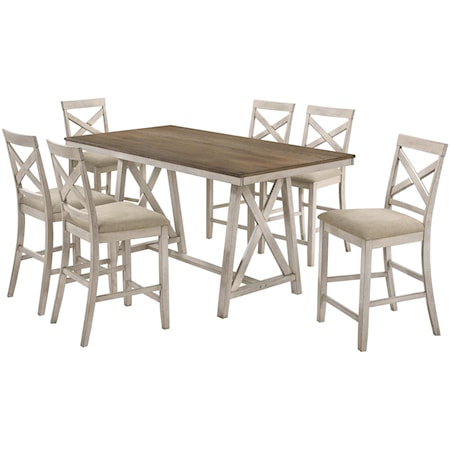 Counter Height Dining Table with Six Chairs