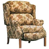 Traditional High Back Recliner with Oak Chippendale Leg