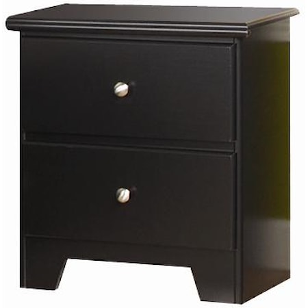 2 Drawer Nightstand with Roller Glides