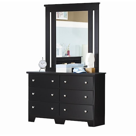 6 Drawer Dresser & Framed Mirror Set