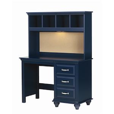 4 Drawer Desk and Hutch with Light