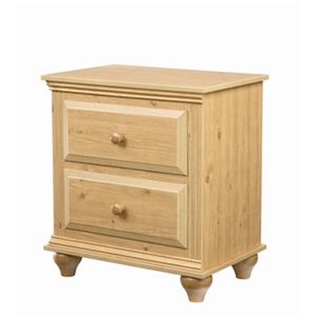 2 Drawer Night Stand with Roller Glides