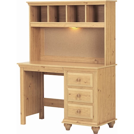 4 Drawer Desk and Hutch with Light