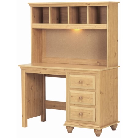 4 Drawer Desk and Hutch with Light