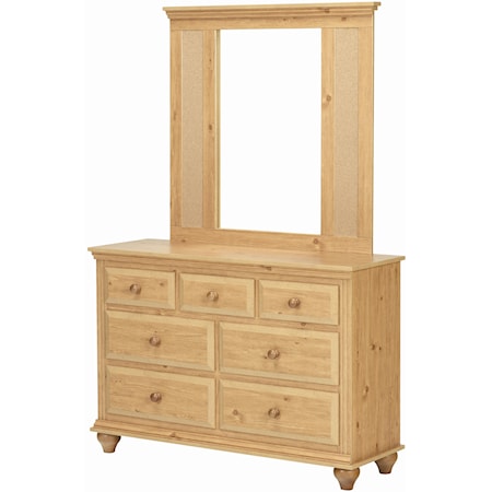 7 Drawer Dresser with Mirror Combination