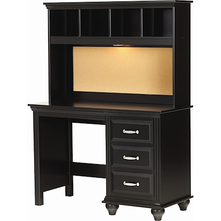 4 Drawer Desk and Hutch with Light