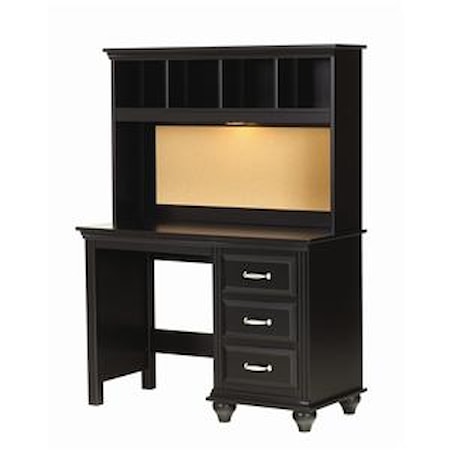 4 Drawer Desk and Hutch with Light