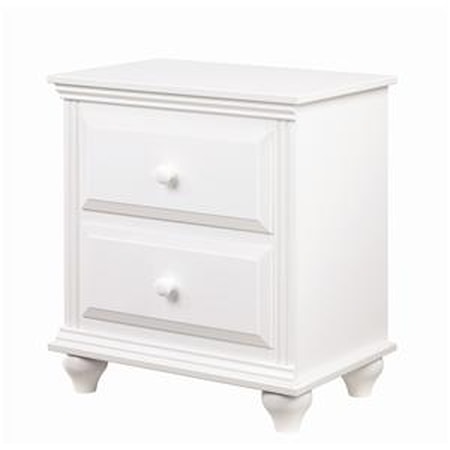 2 Drawer Night Stand with Roller Glides