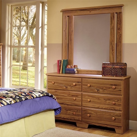 49 Inch 6 Drawer Dresser and Mirror Set   