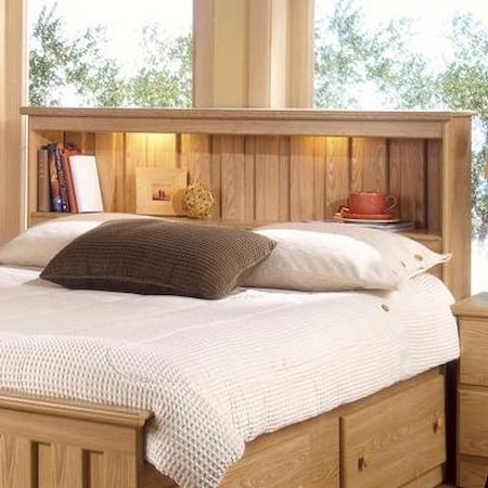 Full/Queen Bookcase Headboard with Lights