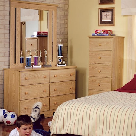 49 Inch 6 Drawer Dresser and Mirror Set   