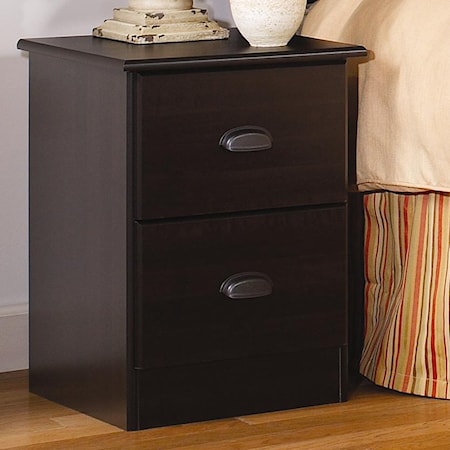 2 Drawer Night Stand with Roller Glides