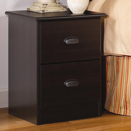 2 Drawer Night Stand with Roller Glides
