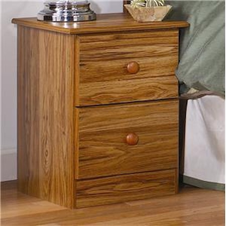 2 Drawer Night Stand with Roller Glides