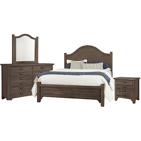 King Arch Bed, Dresser, Mirror, Nightstand