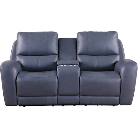 Contemporary Power Reclining Loveseat with Power Headrest