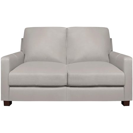 Cloud Gray Leather Loveseat