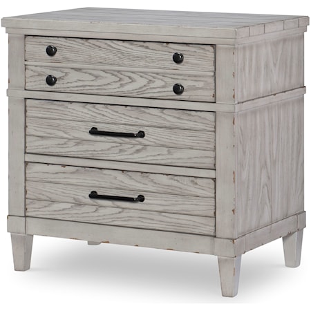 Modern Farmhouse 3-Drawer Nightstand with Built-in Outlet