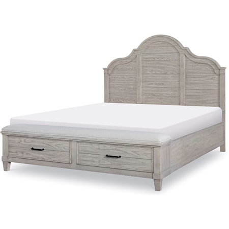 Modern Farmhouse Queen Arched Panel Bed with Storage Footboard