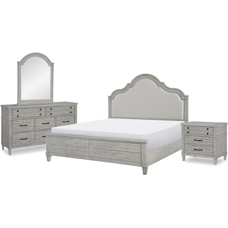 King Bed, Dresser, Mirror, Nightstand