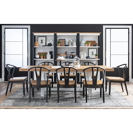 Trestle Table & 6 Wishbone Side Chairs