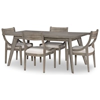 5-Piece Rectangular Dining Table Set features Table, 4 Chairs and Leaf