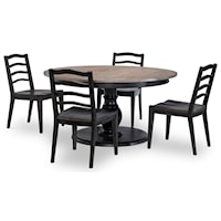 5-Piece Round Dining Set includes Table and 4 Side Chairs