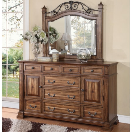 Dresser and Mirror Set