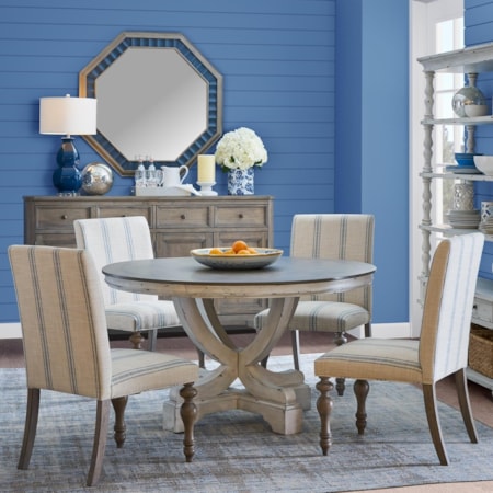 5 Piece Pedestal Table and Chair Set