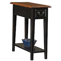 Casual Side Table with Drawer and Display Shelf