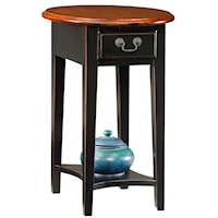 Casual Oval Side Table with Drawer and Shelf